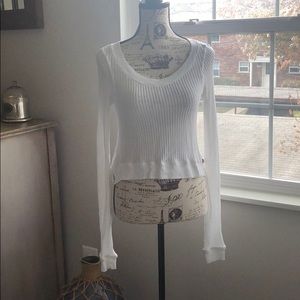 Hard Tail NWOT White waffle cotton cropped top.